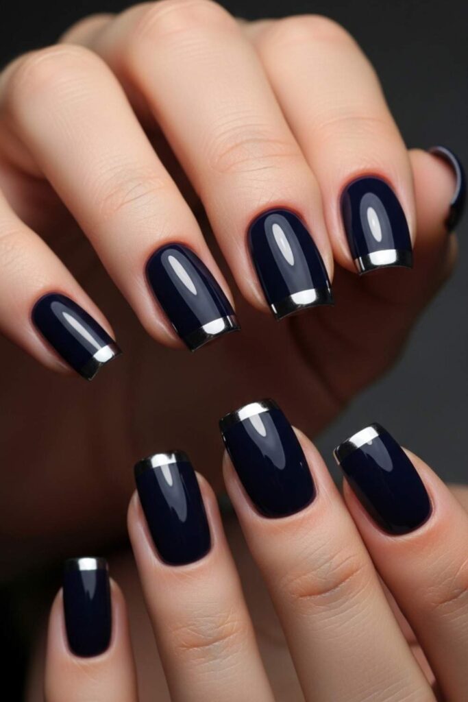 Inky Navy with a Chrome Edge Along the Tip
