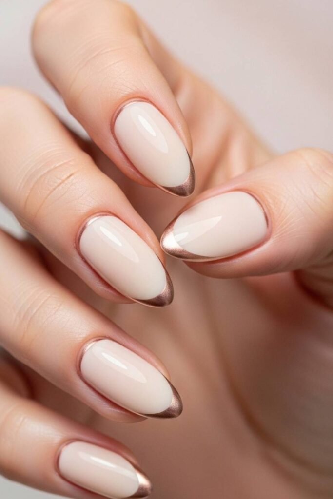 Ivory with a Single Thin Rose Gold Line at the Base