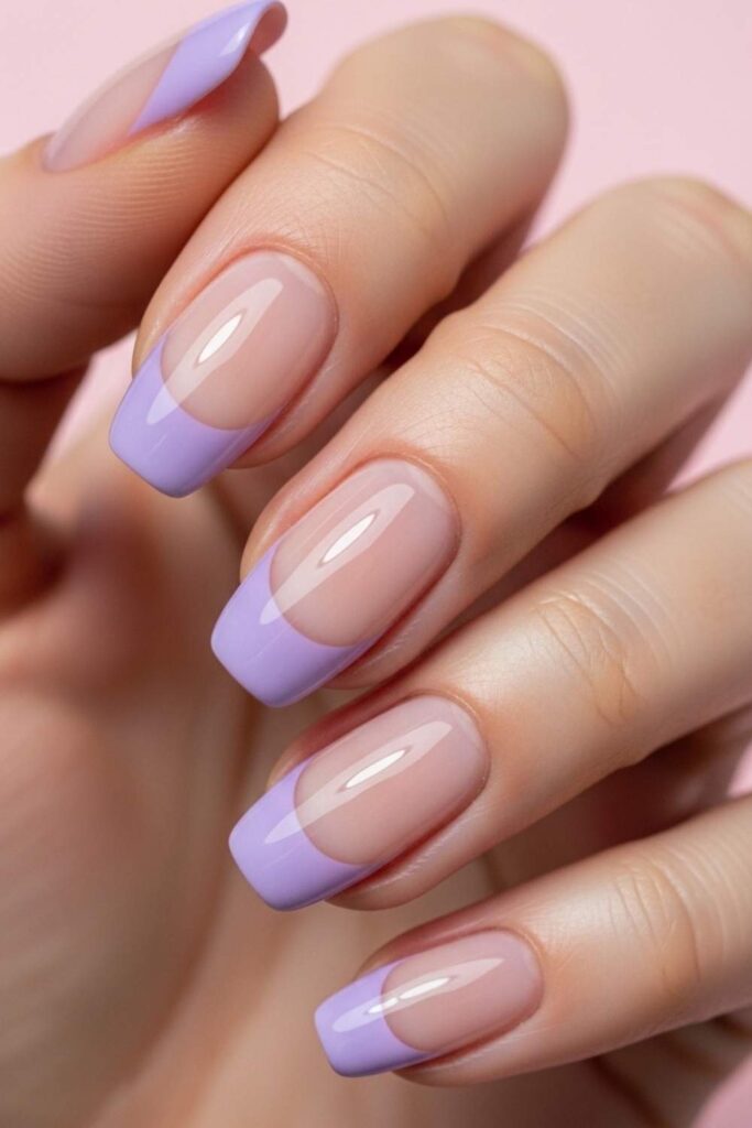 Lavender Jelly Tips with Soft White Shimmer