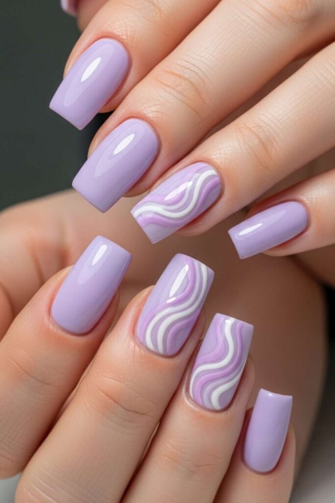 Lavender Square Acrylics with Swirled Abstract Art