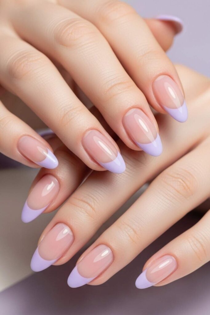 Lavender Tinted French Tips on Sheer Base
