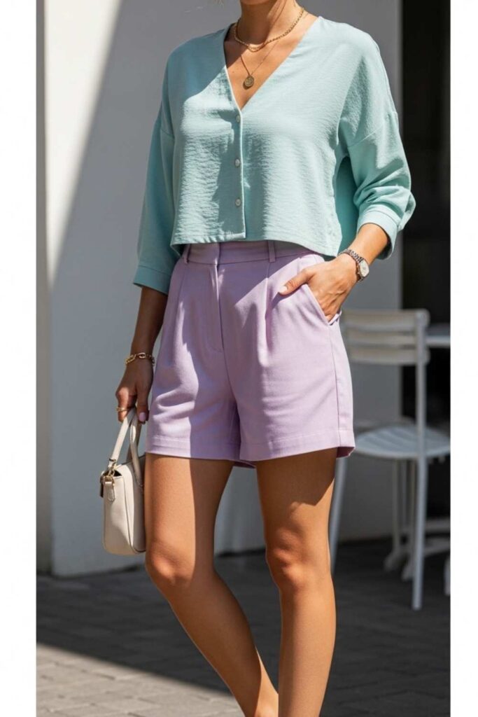 Matching Shorts Set in a Soft Pastel