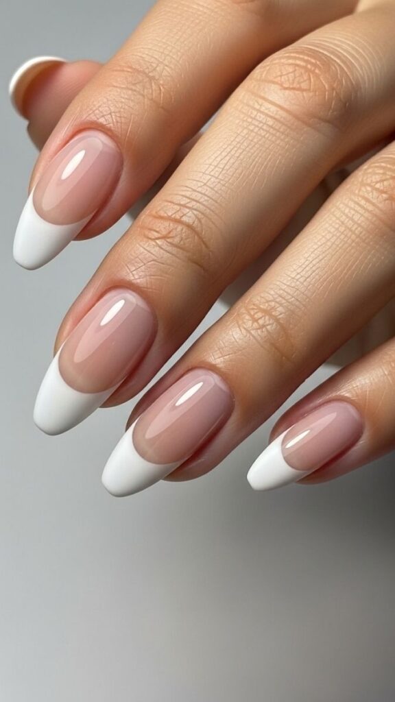 12 White French Tip Nails with Design Ideas That Look Effortlessly Expensive in 2026 15 Matte White Tip with Glossy Base Contrast