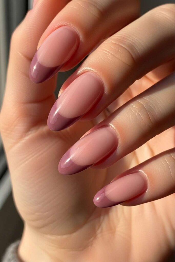 Mauve Nude Tips on a Pink-Tinted Sheer Base