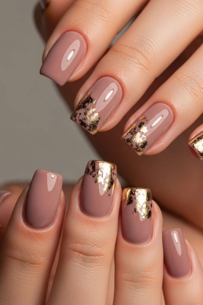 Mauve with Gold Foil Fragments at the Base