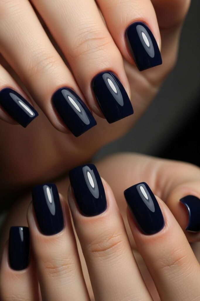 Midnight Navy Glossy Short Squares