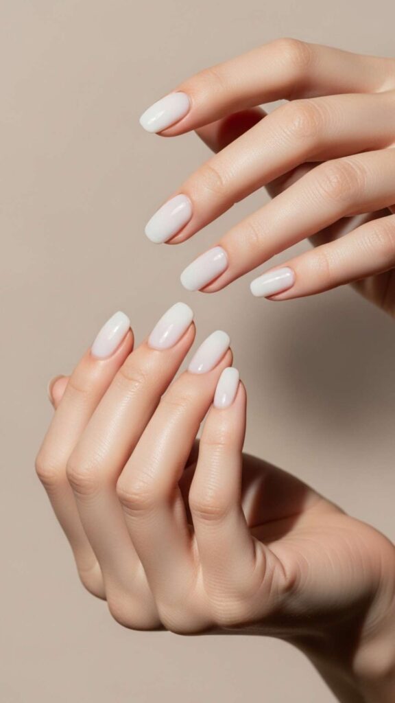 Milky Glass Nails with No Design at All