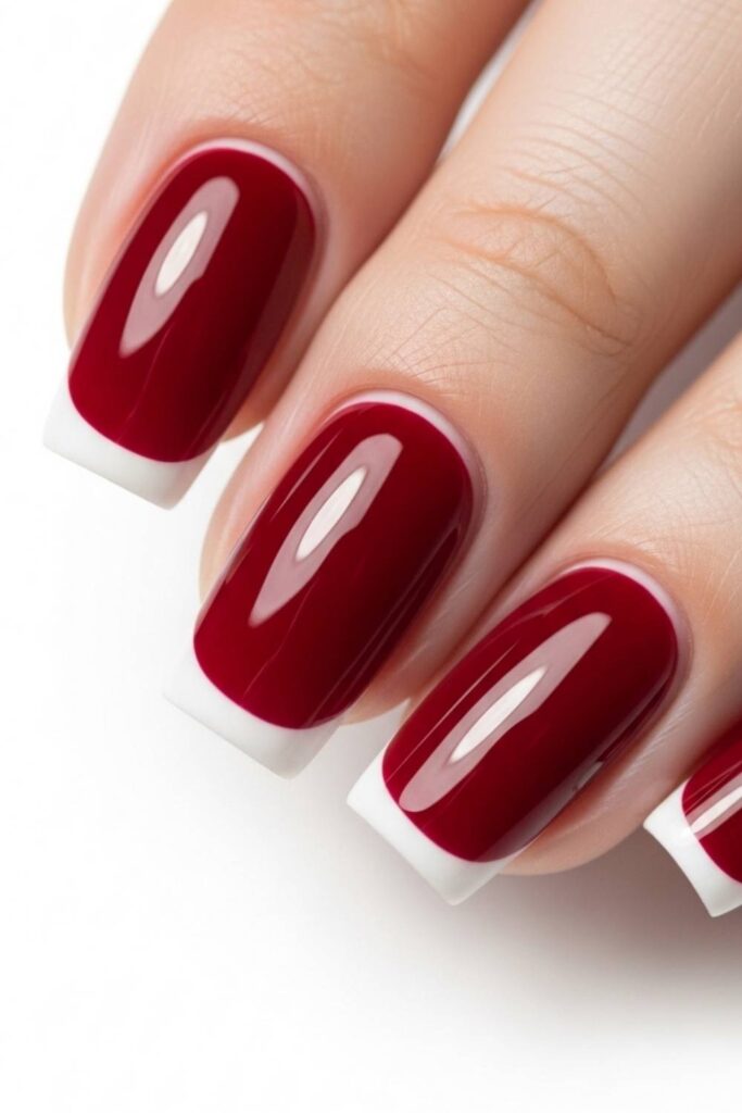 Minimalist Cherry Red with Clean White Tips