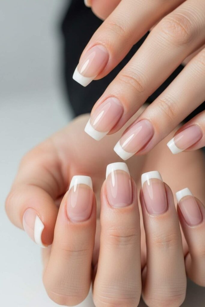 Natural Translucent Tips on Bare Nail Length