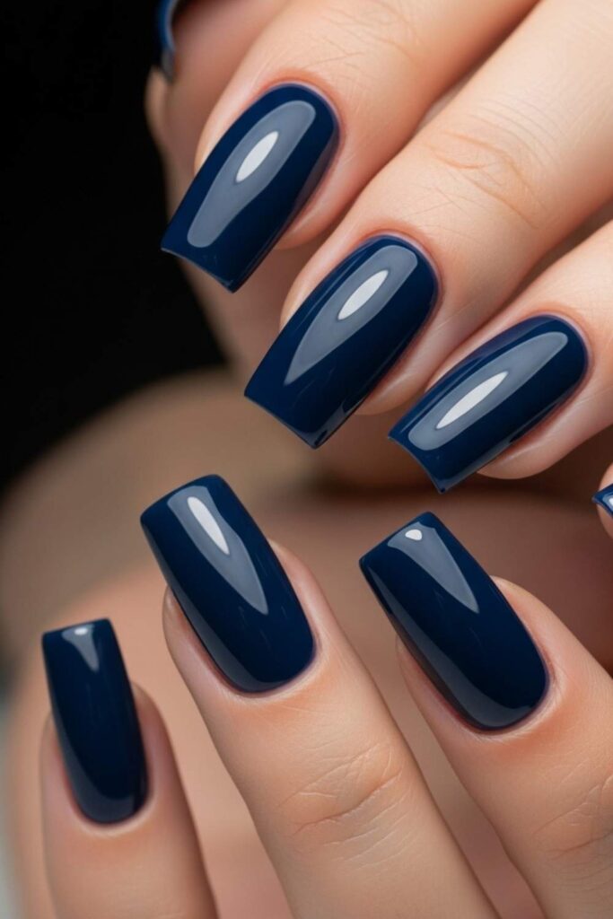 Navy Blue Creme with a Glossy High-Shine Top Coat