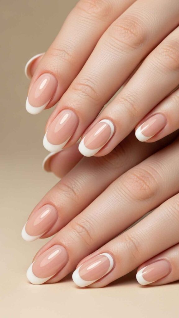 Nude and White Half-Moon Design