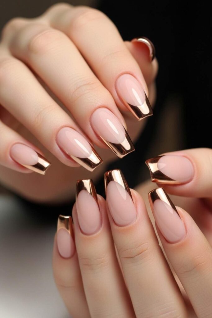 Nude Coffin with Rose Gold V-Tip