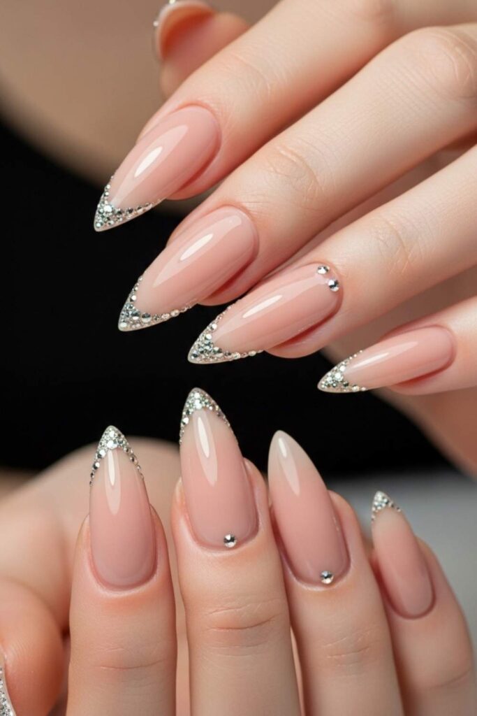 Nude Stiletto with Crystal Tip Detail