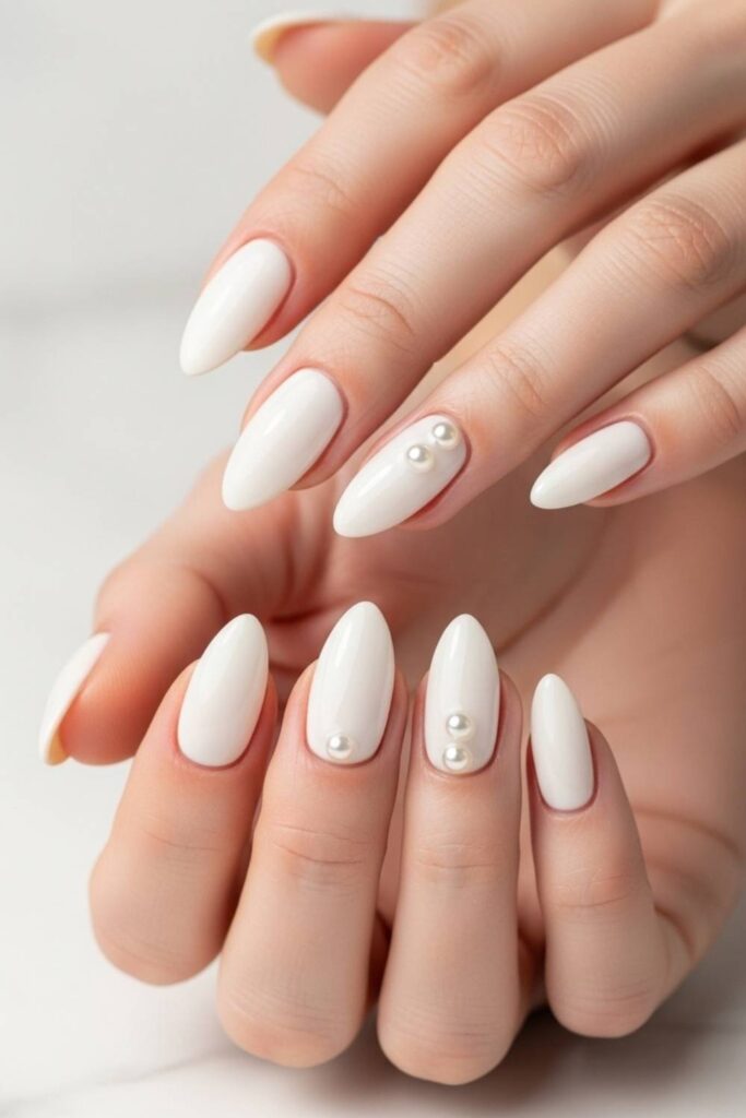 Off-White with Delicate Pearl Embellishments