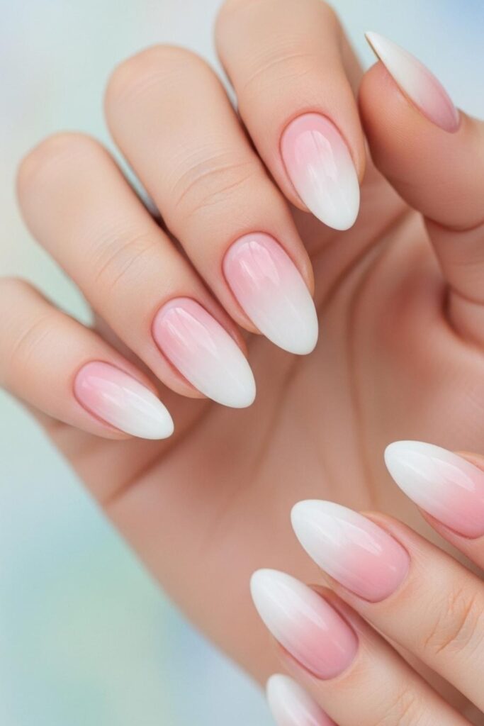 Ombré French Fade in White to Blush