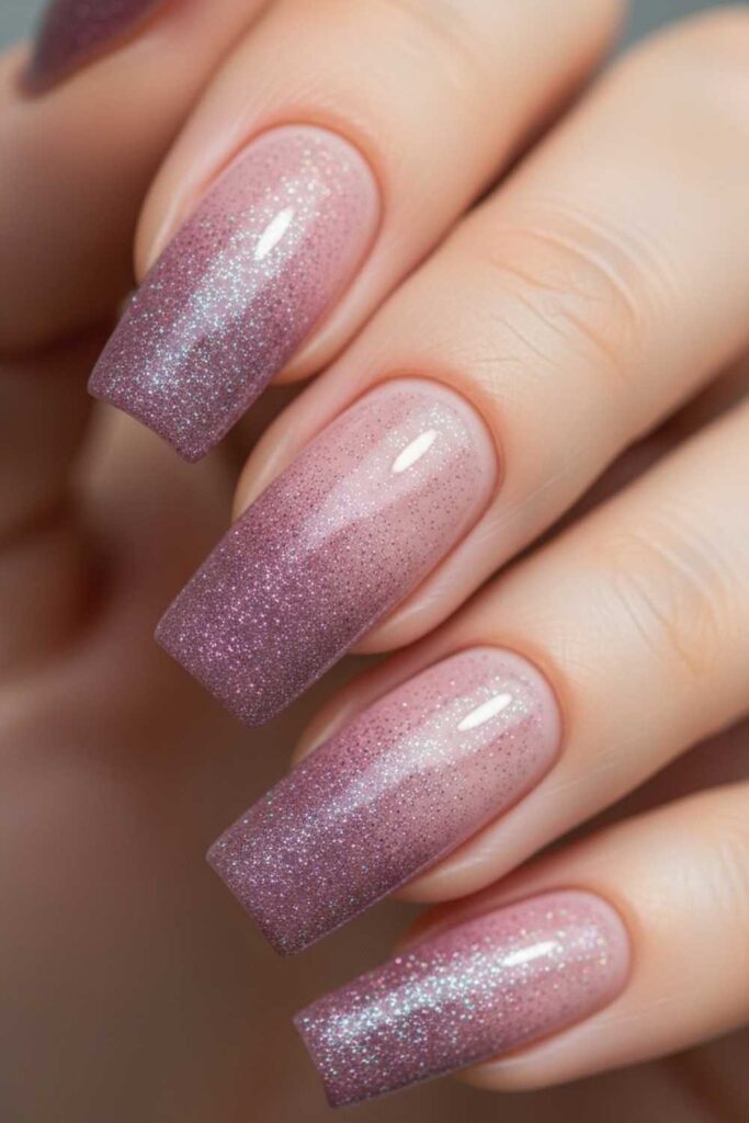 Ombre Glitter from Dusty Pink to Mauve