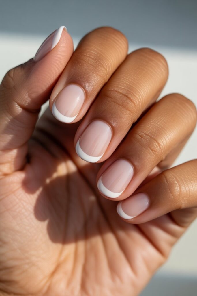 12 White French Tip Nails with Design Ideas That Look Effortlessly Expensive in 2026 11 Ombre White-to-Sheer French Tip
