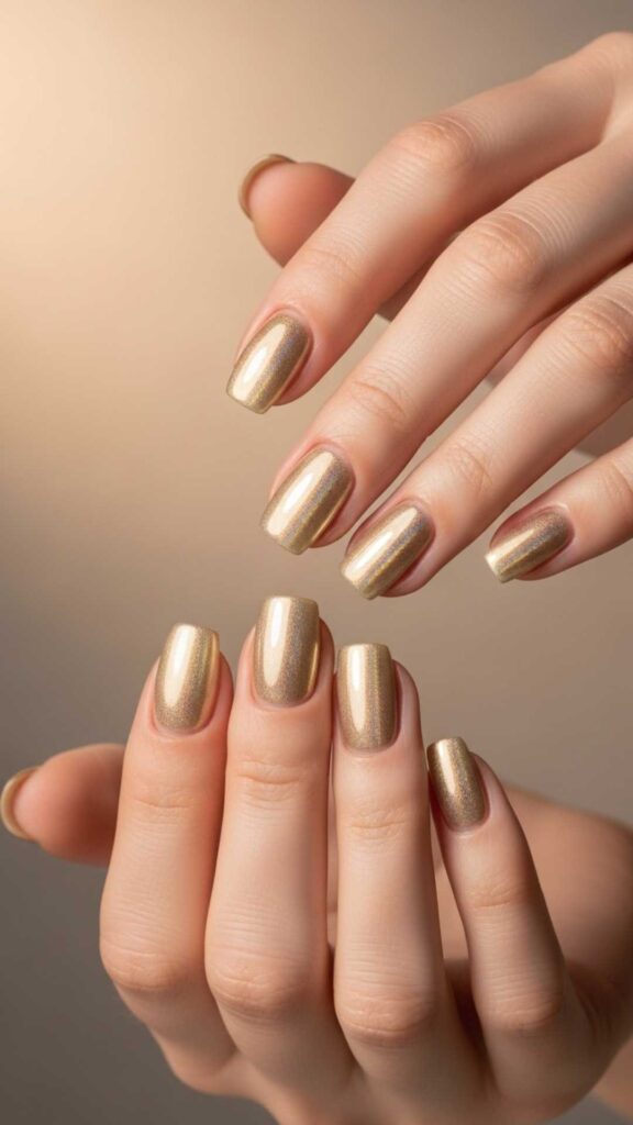 Pale Gold with Holographic Topcoat Subtle Festive Glamour