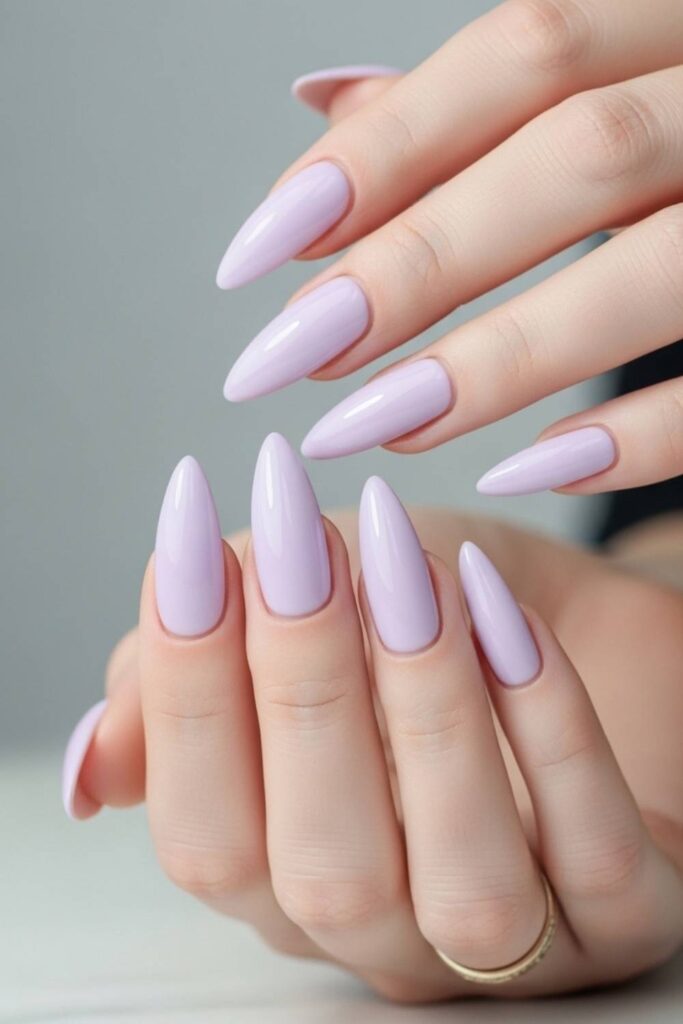 Pale Lavender Stiletto Nails
