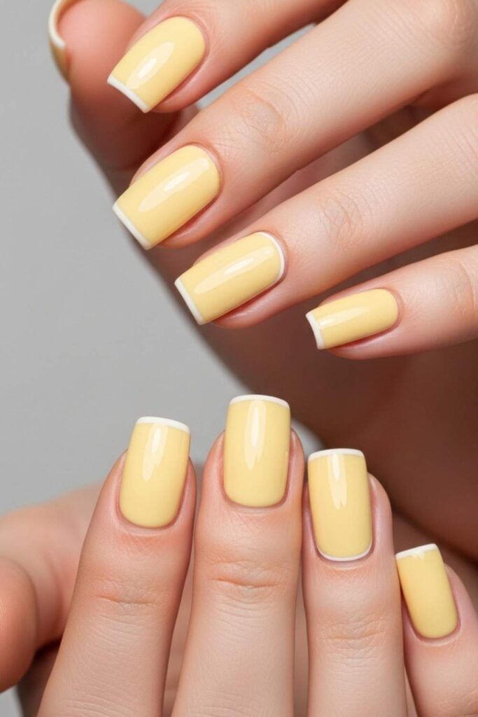 Pastel Yellow Cream with Minimalist Cuticle Line