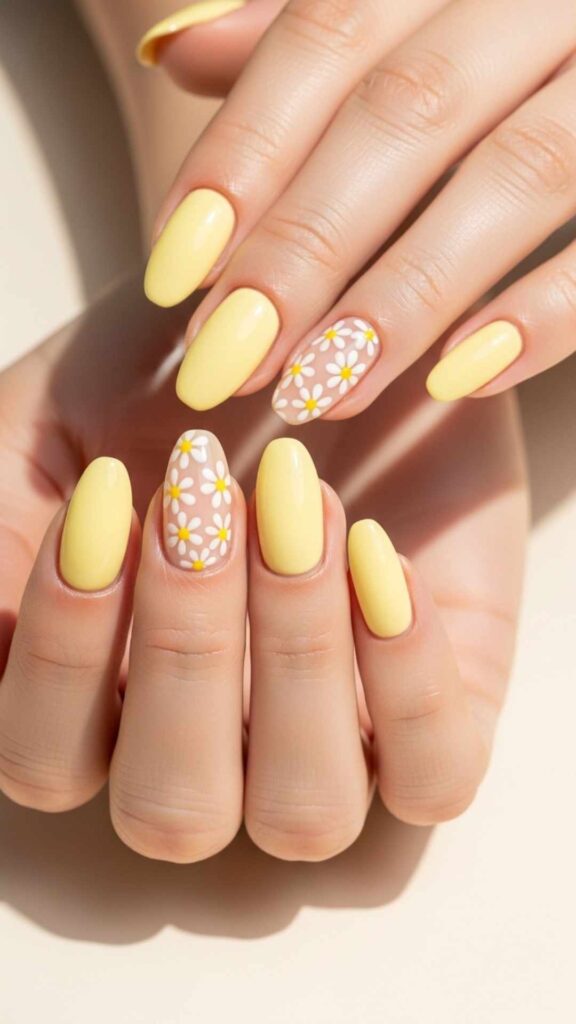 Pastel Yellow with a White Daisy Accent