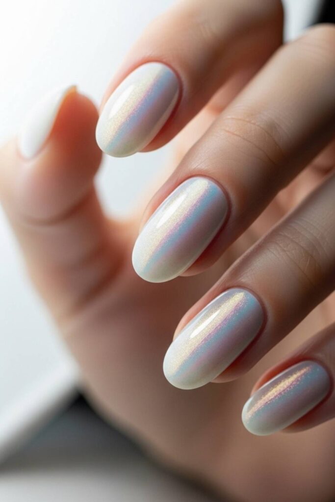 Pearl White with Iridescent Overlay