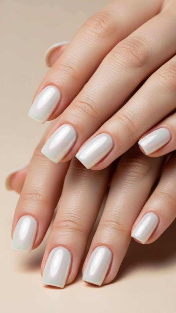 Pearlescent White Short Squares