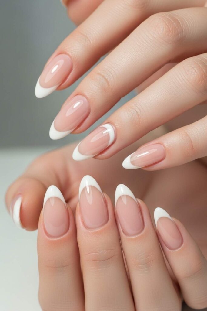 Reverse French in Nude and White
