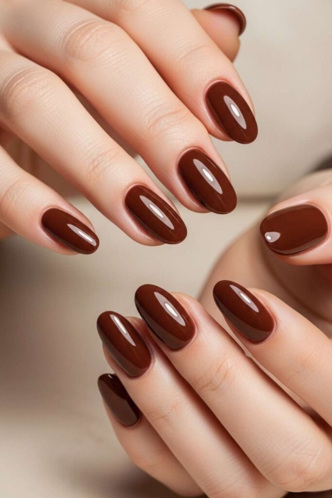 Rich Espresso Oval Nails