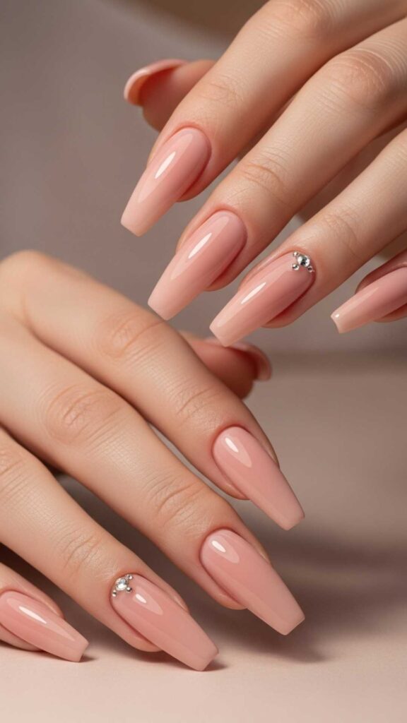 Rosy Nude Ballerina Shape with Gemstone Detail