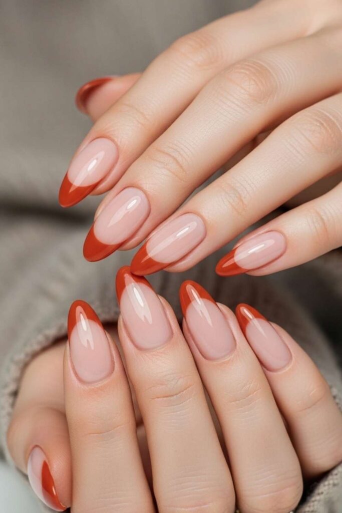 Rust Orange Almond Tips for Autumn Vibes