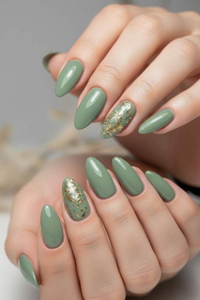 Sage Green with Gold Leaf Flakes