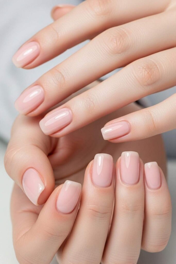 Sheer Blush Pink with a High-Gloss Finish
