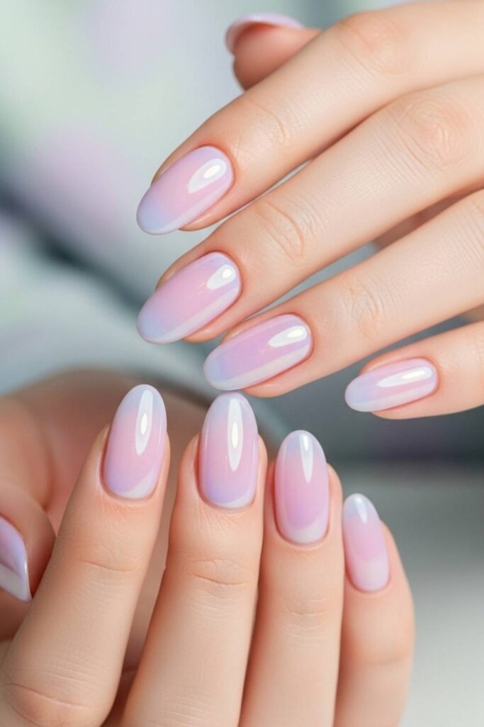 Sheer Lilac Oval with Iridescent Sheen