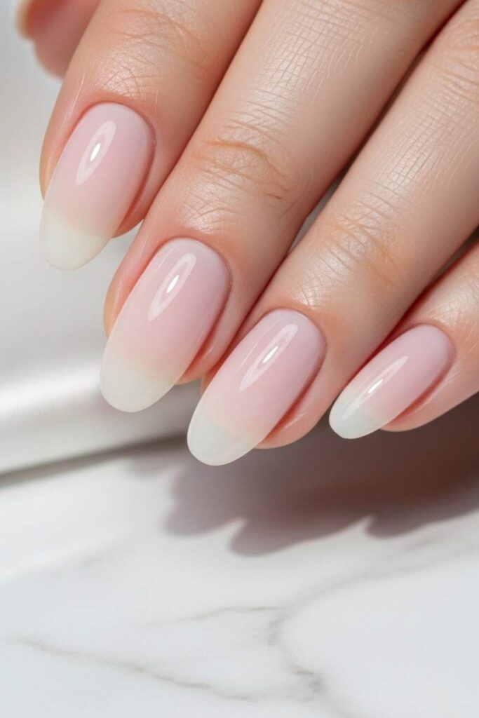 Sheer Milky Pink with a Glazed Finish
