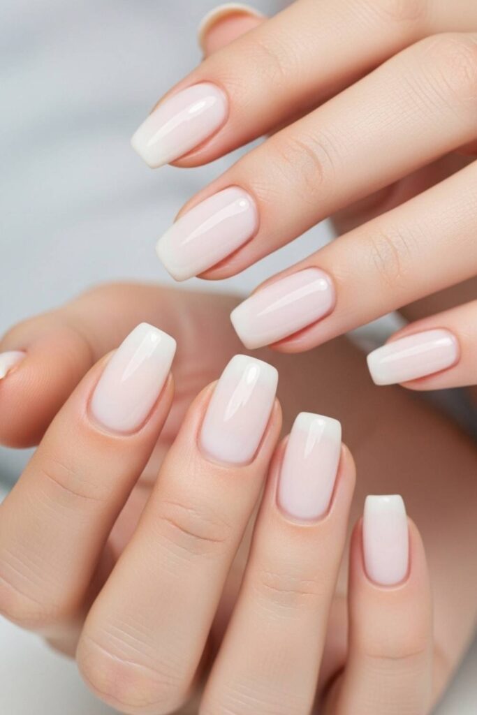 Sheer Milky White with a Barely-There Blush Tint