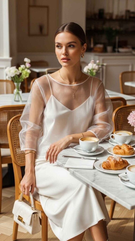 Sheer Organza Top Over a Simple Slip or Cami