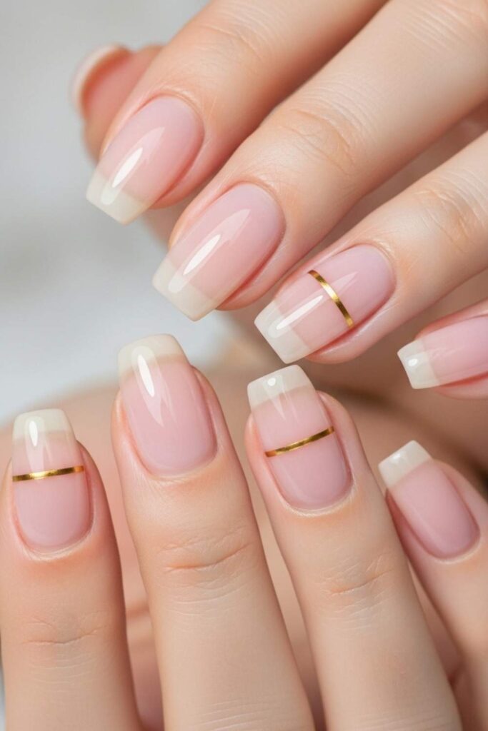 Sheer Pink Base with a Single Gold Line