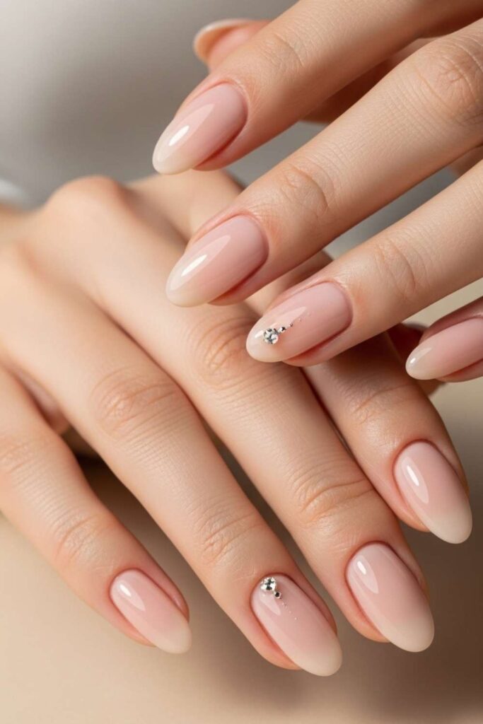 Simple Nude with One Statement Rhinestone