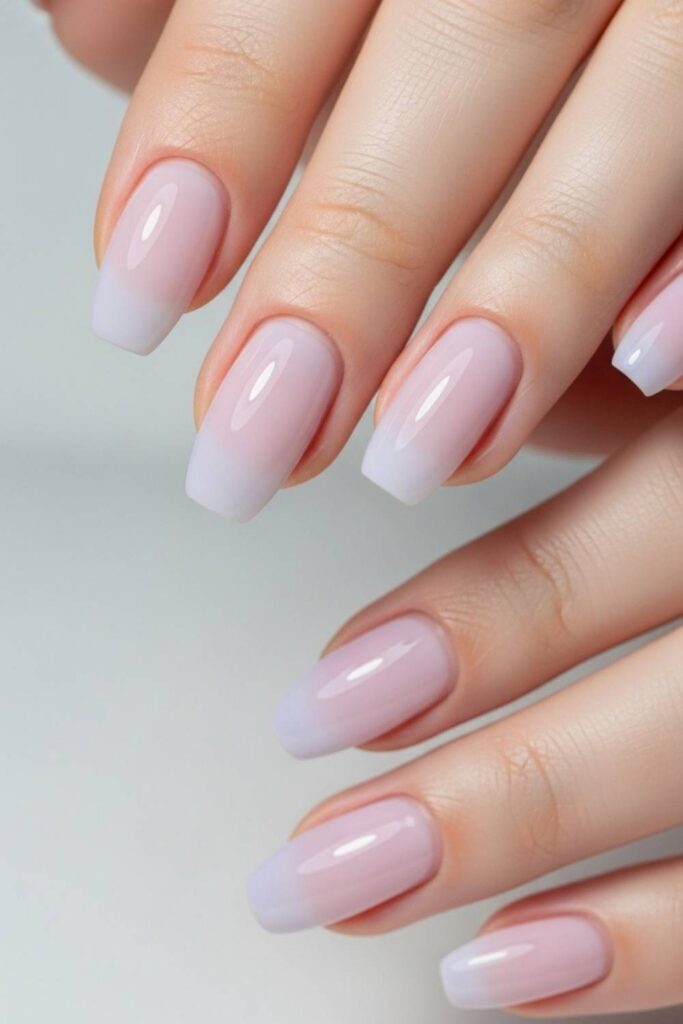 15 Natural Gel Nails Ideas That Look Expensive Without Trying Too Hard 5 Soft Lavender Sheer with a Frosted Finish