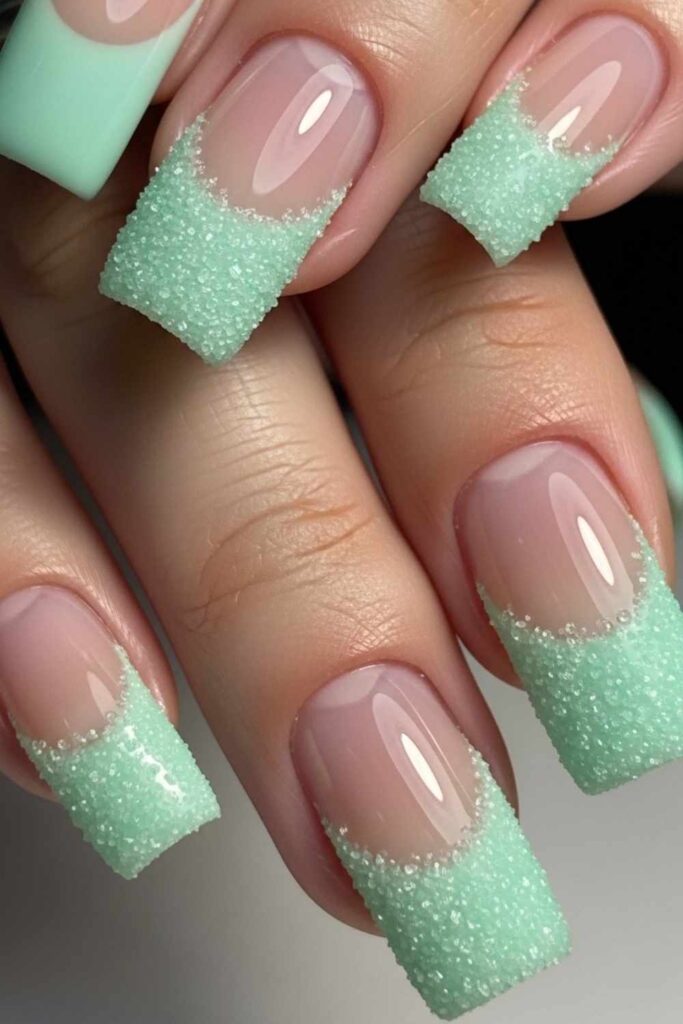 Soft Mint Tips with Textured Sugar Finish