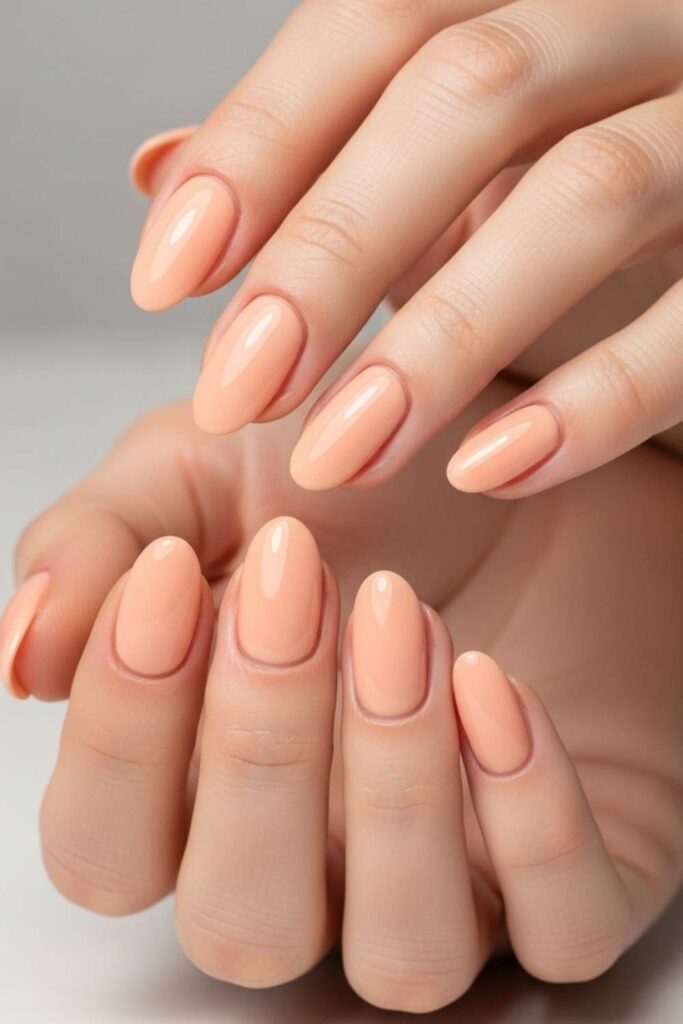 Soft Peach Oval Nails