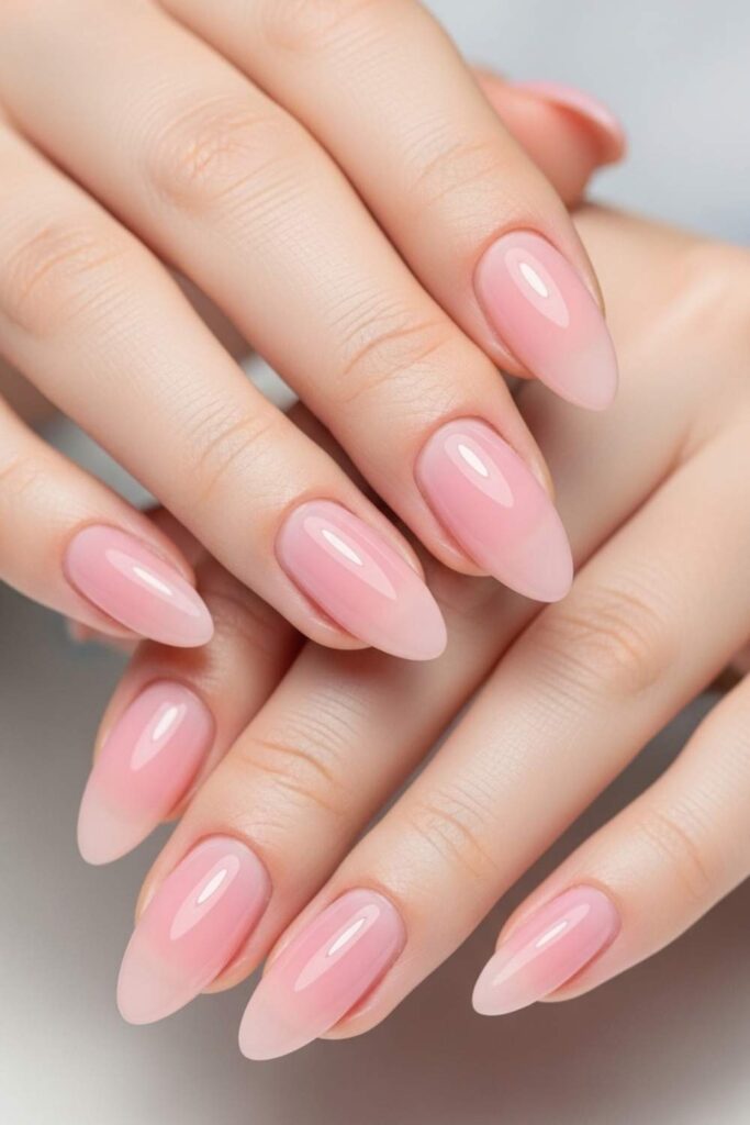 Soft Pink Jelly Finish with a Glossy Top Coat