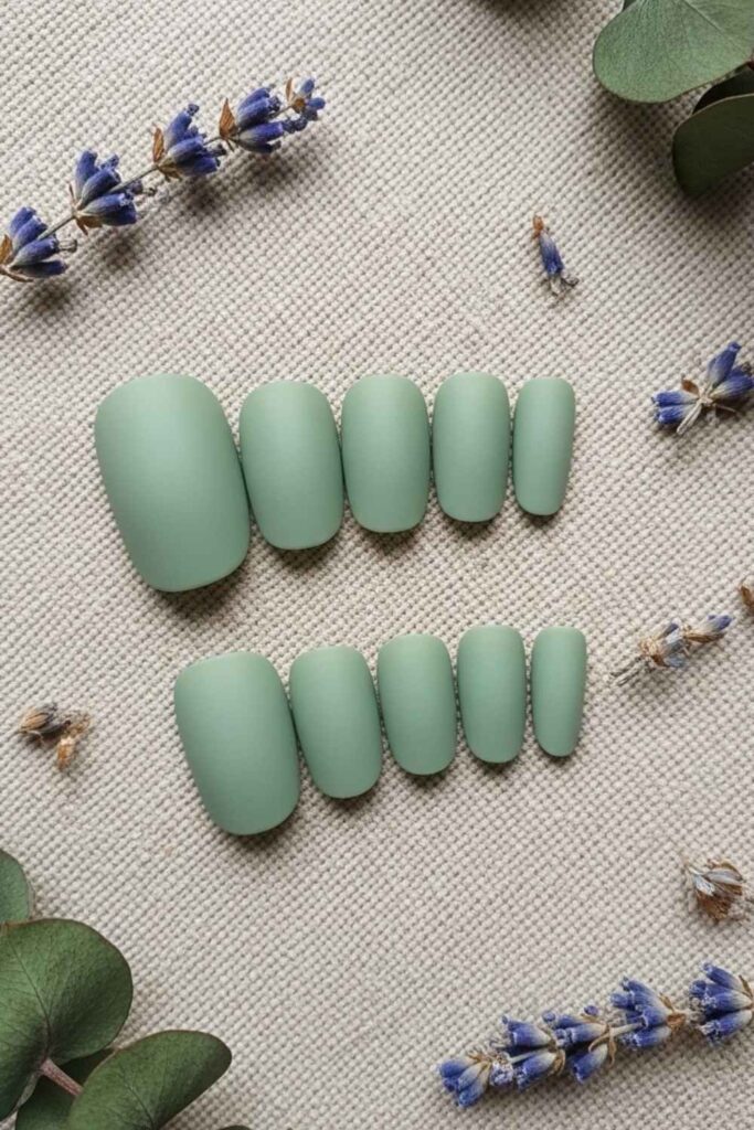 Soft Sage Green with a Matte Topcoat