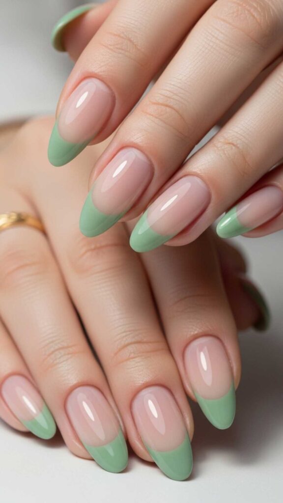 Soft Sage Tips on a Clean Sheer Base