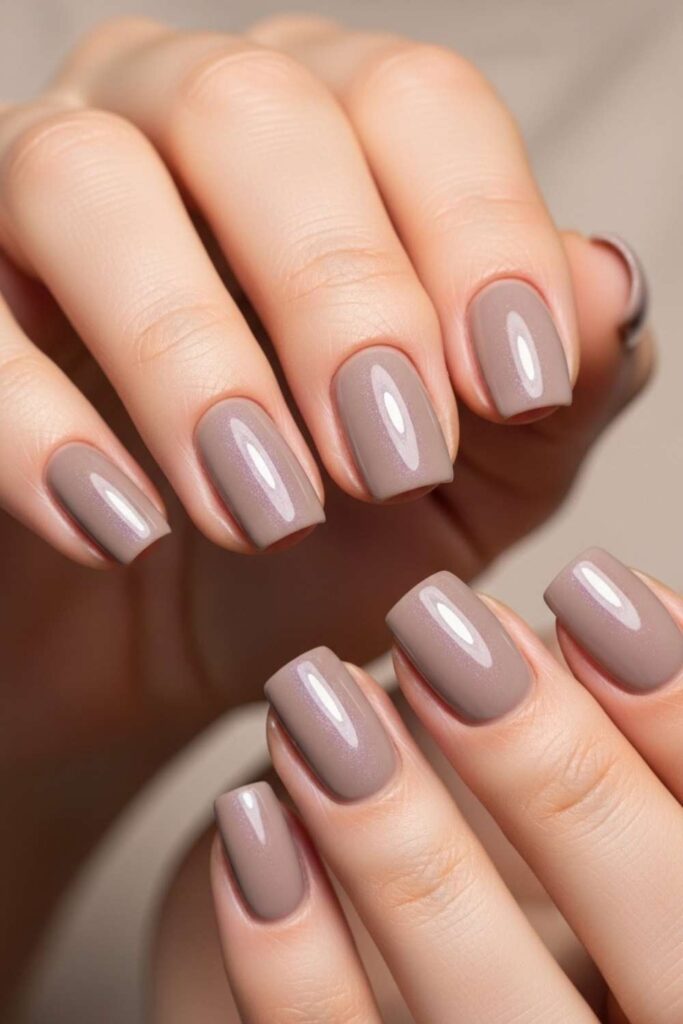 Soft Taupe Nails with a Barely-Visible Shimmer