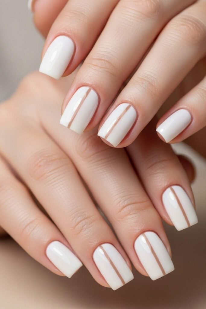 Soft White Base with a Single Nude Stripe