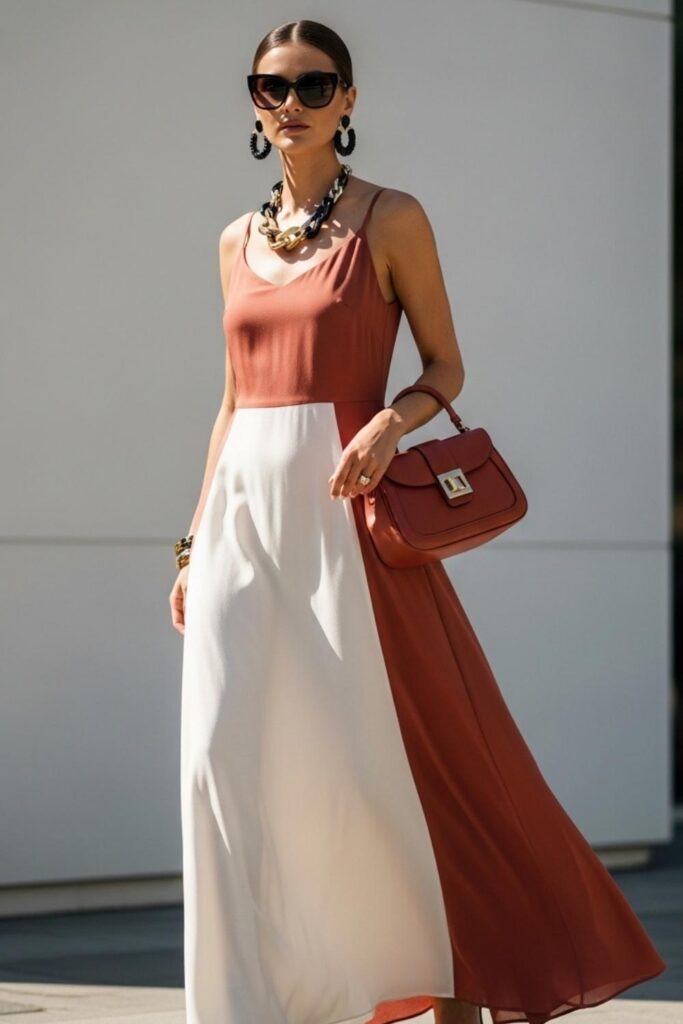 Solid Color Maxi Dress with One Statement Accessory