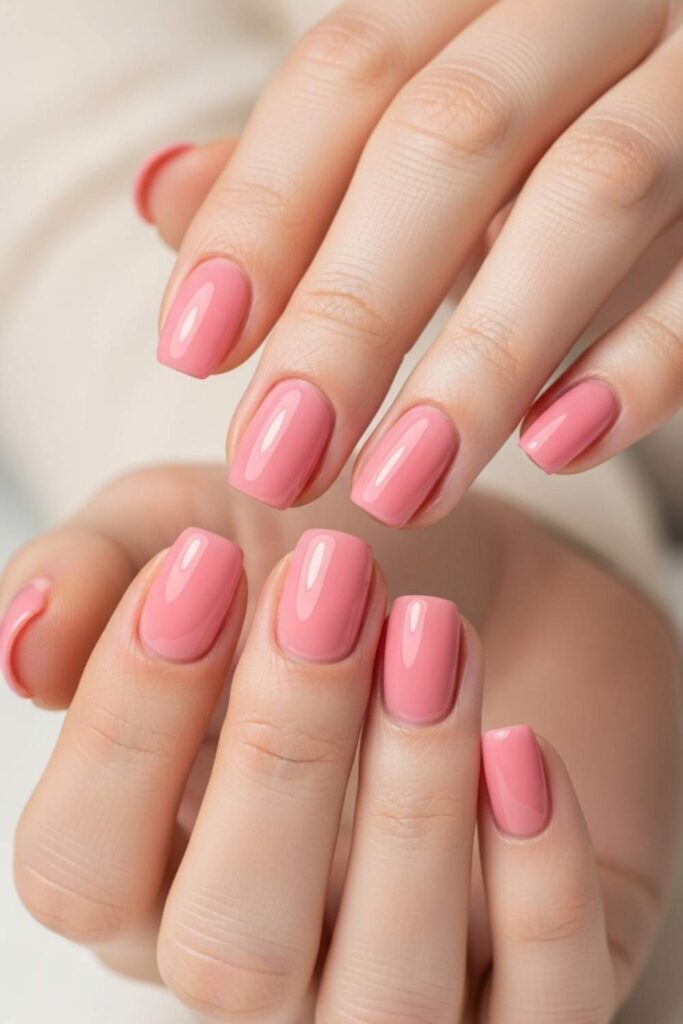 Strawberry Glaze Nails in Warm Pink