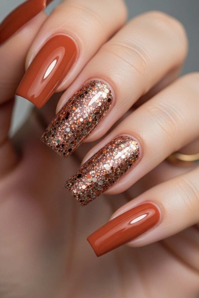 Terracotta Base with Copper and Gold Glitter Mix